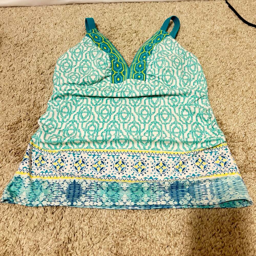 Cabana Life Women's Size S Tankini Swim Top Geometric Print